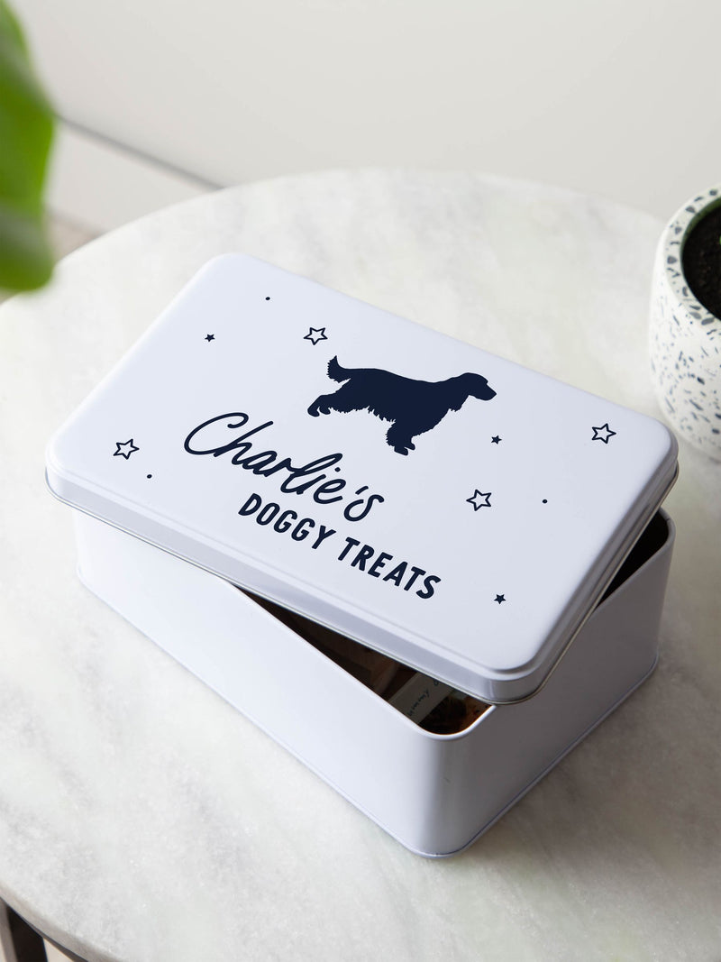 No Ordinary Gift personalised dog silhouette storage tin 23cm, UK version