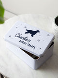 No Ordinary Gift personalised dog silhouette storage tin 23cm, UK version