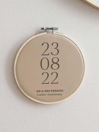 Next No Ordinary Gift Personalised Special Date Leather Anniversary Hoop Wall Decoration 15cm- Buy online at McGrocer