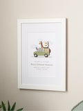 No Ordinary Gift personalised safari truck print with wooden initial, A5 mounted (British brand)