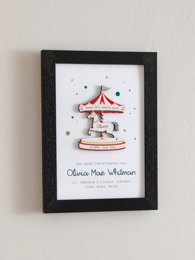 Next No Ordinary Gift Personalised New Baby Funfair Carousel Print A5- Buy online at McGrocer