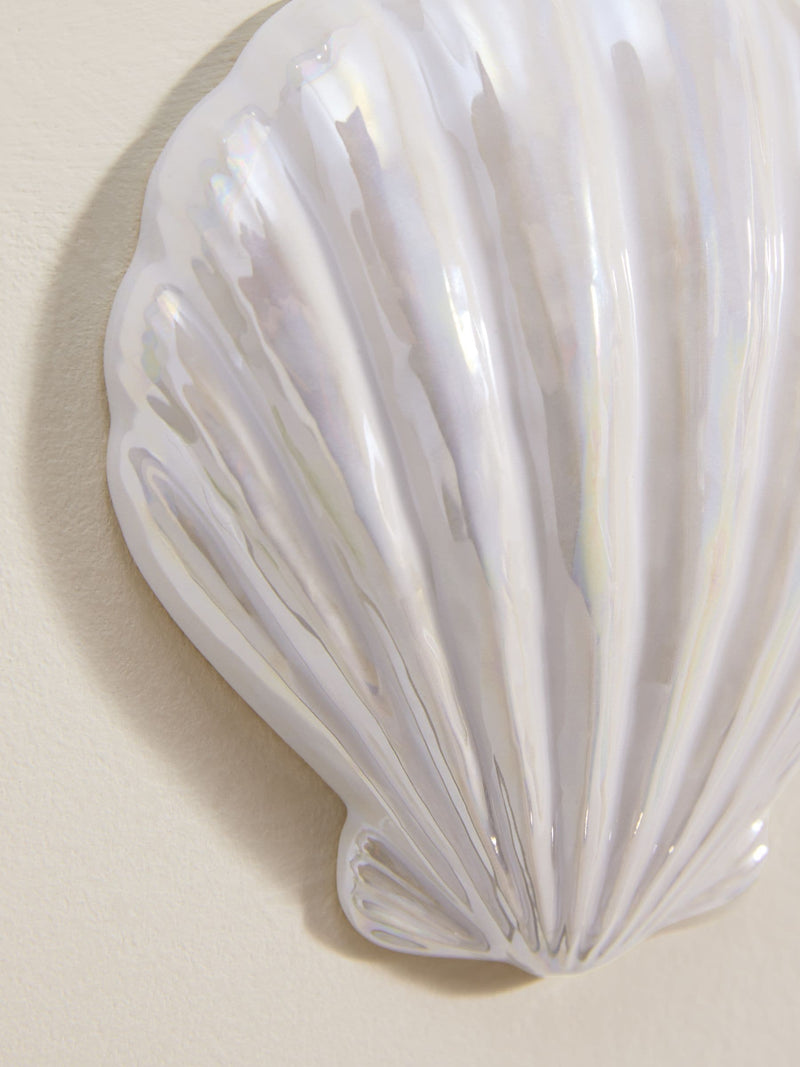 White ceramic coastal wall plaques set of three - British product