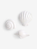 White ceramic coastal wall plaques set of three - British product