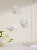 White ceramic coastal wall plaques set of three - British product