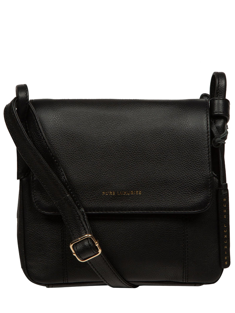 Pure Luxuries London Black Elston leather cross-body bag - British product