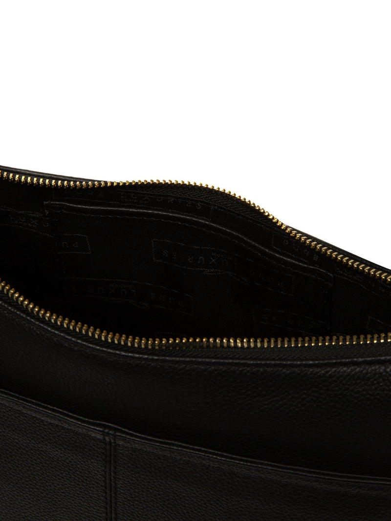 Pure Luxuries London Caldecote black leather cross-body bag - British product