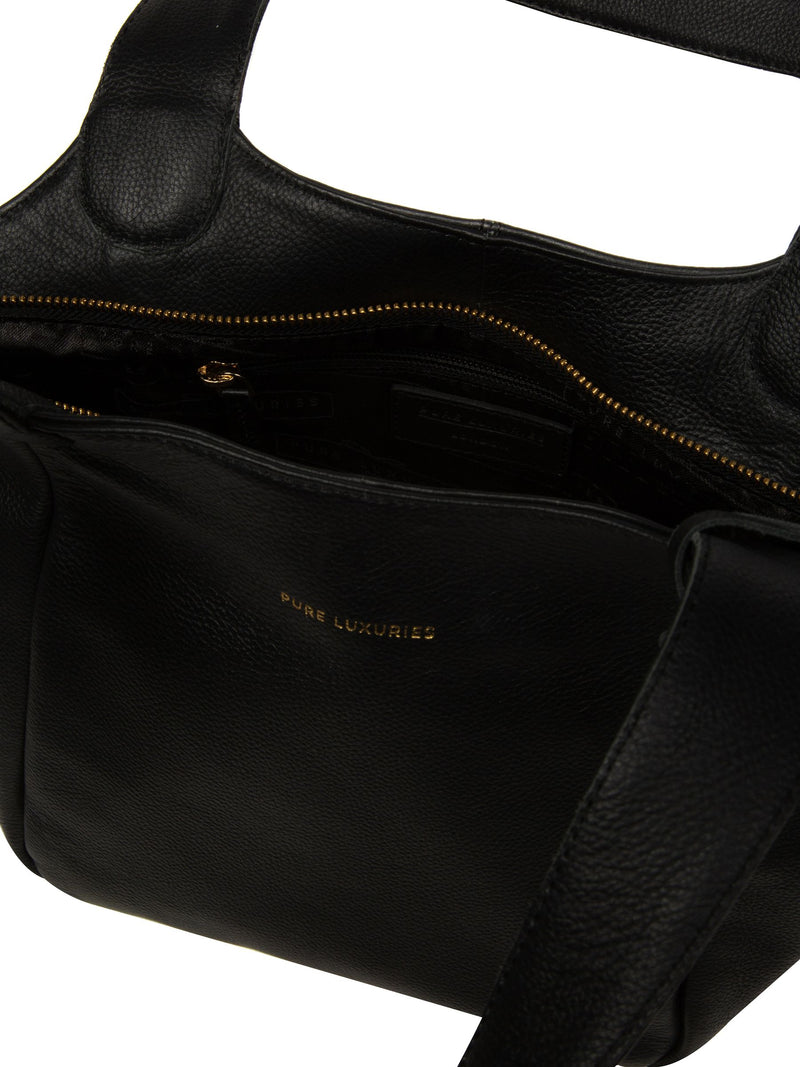 Pure Luxuries London Ormesby leather handbag black, imported from the UK