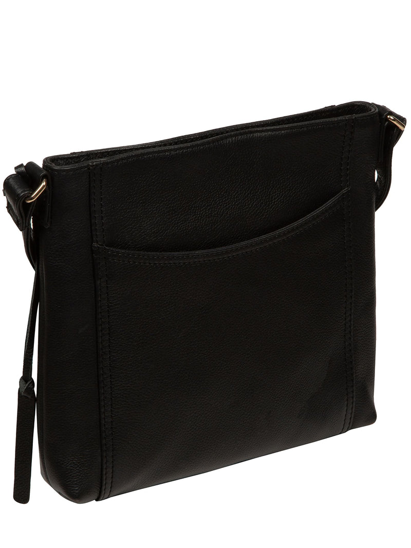 Pure Luxuries London black leather cross-body bag, imported from the UK