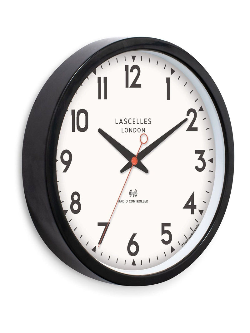 Brookpace Lascelles black radio controlled clock 36cm (British brand)