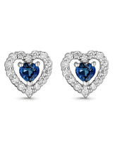 Next Beaverbrooks 9ct White Gold Diamond Sapphire Heart Earrings- Buy online at McGrocer