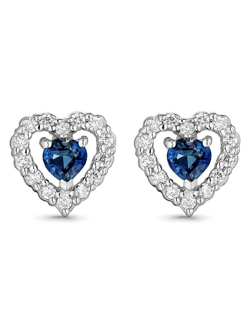 Beaverbrooks diamond sapphire heart earrings 7mm - British product