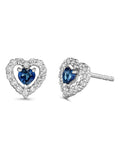 Beaverbrooks diamond sapphire heart earrings 7mm - British product