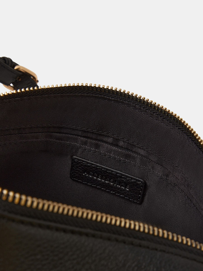 Accessorize black leather double zip camera bag, UK version