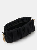 Accessorize black suedette ruched clutch bag, imported from the UK