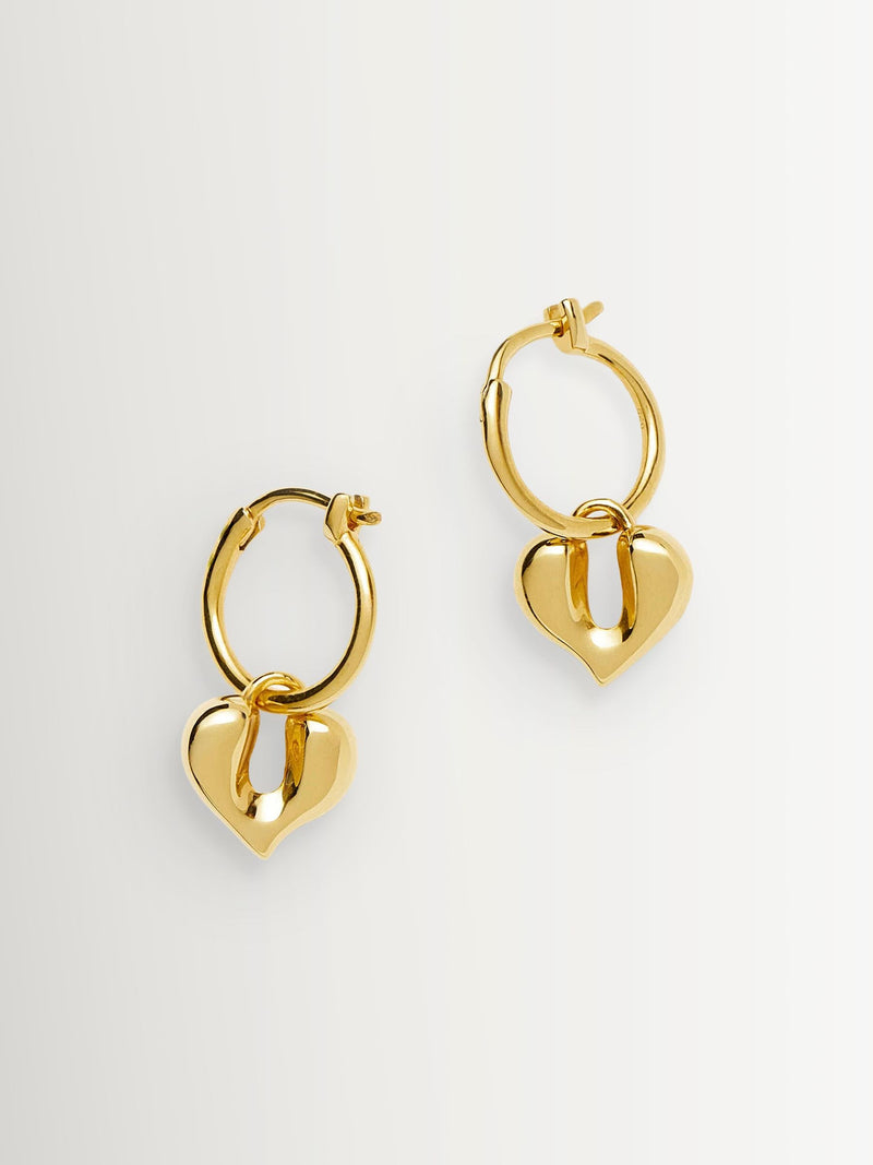 Missoma gold tone molten heart charm hoop earrings - British product