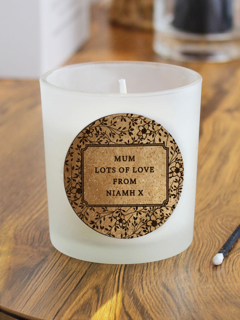 PMC personalised cork label scented candle 7.5cm, imported from the UK