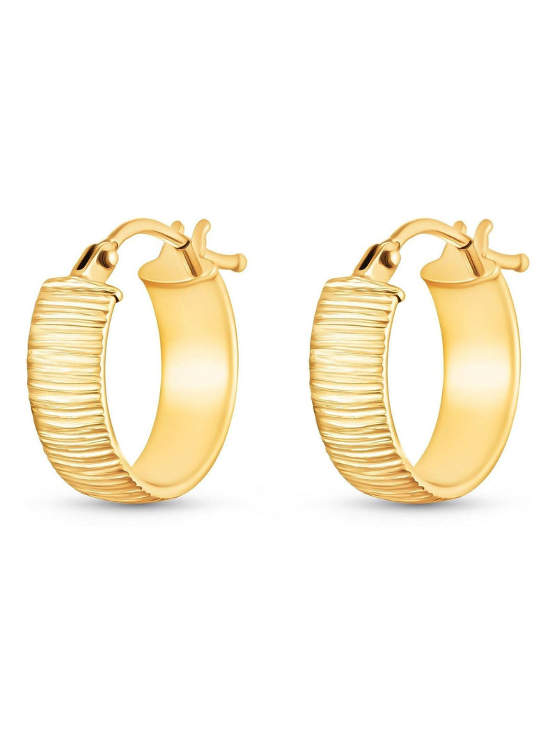Beaverbrooks 9ct yellow gold textured hoop earrings 10mm, UK version