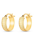 Beaverbrooks 9ct yellow gold textured hoop earrings 10mm, UK version