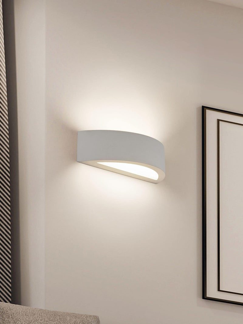 Searchlight white plaster wall light, frosted coral - British product