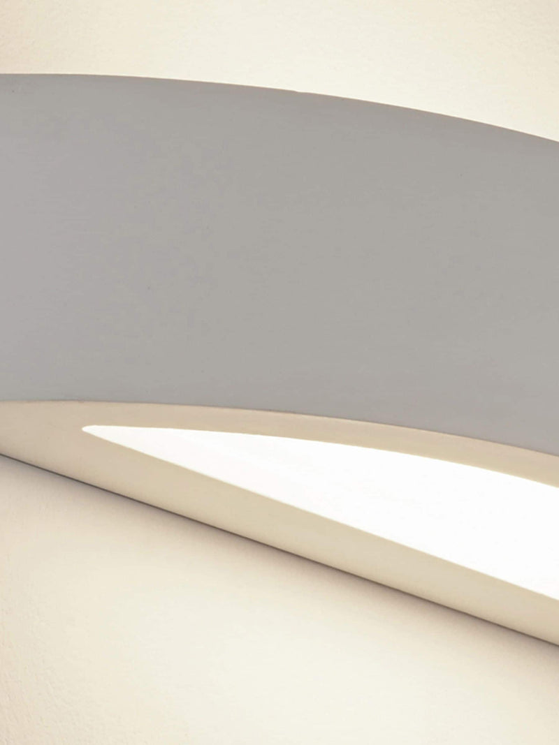 Searchlight white plaster wall light, frosted coral - British product