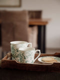 Laura Ashley teal green Thurston Bloom mugs set of 4, UK version