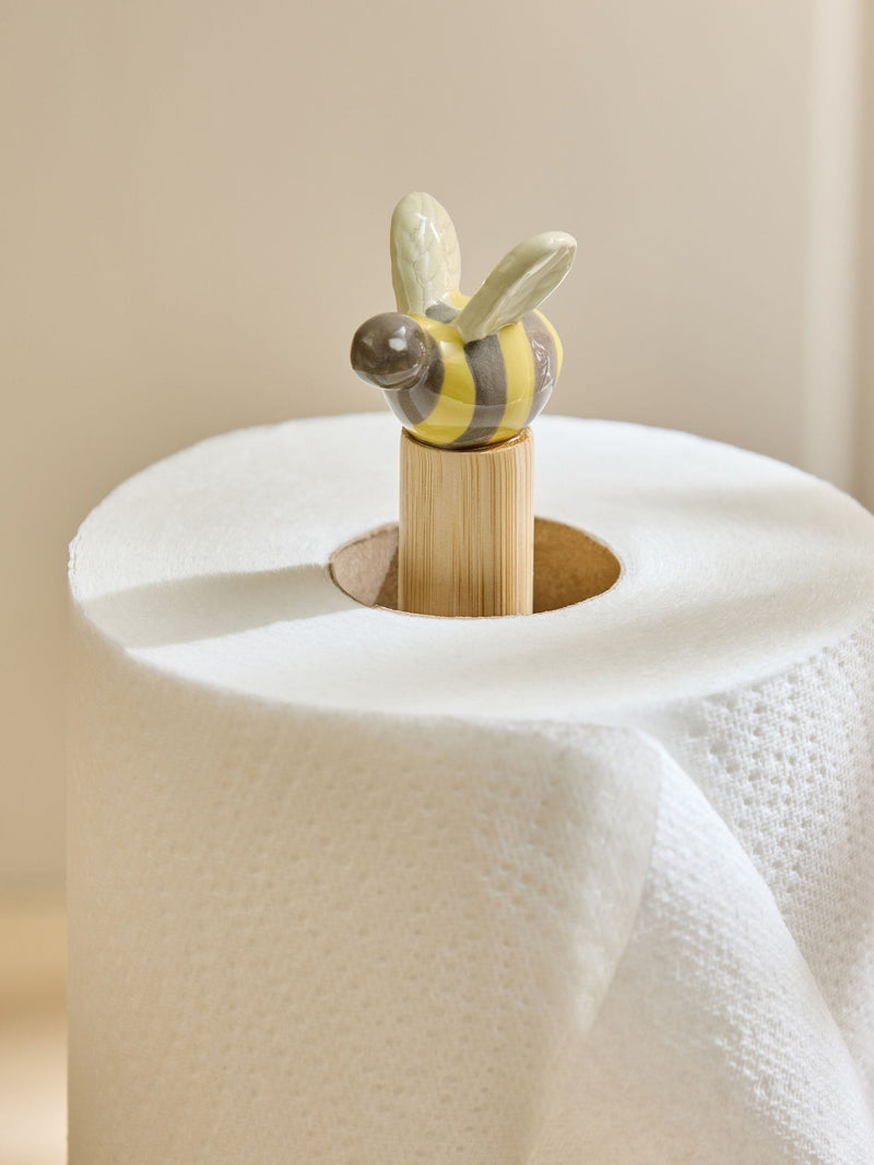 Maisie yellow stoneware kitchen roll holder, imported from the UK
