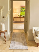 Next Hug Rug Natural and Grey Washable Brocade Border Runner 75x220cm- Buy online at McGrocer