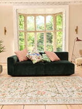 Next Hug Rug Beige and Green Floral British Made Washable Country Paisley Rug- Buy online at McGrocer