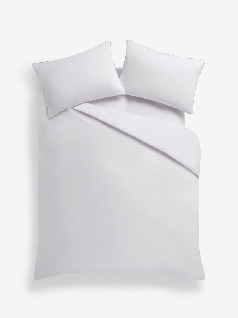 White Cotton Rich Piped Duvet Cover and Pillowcase Set