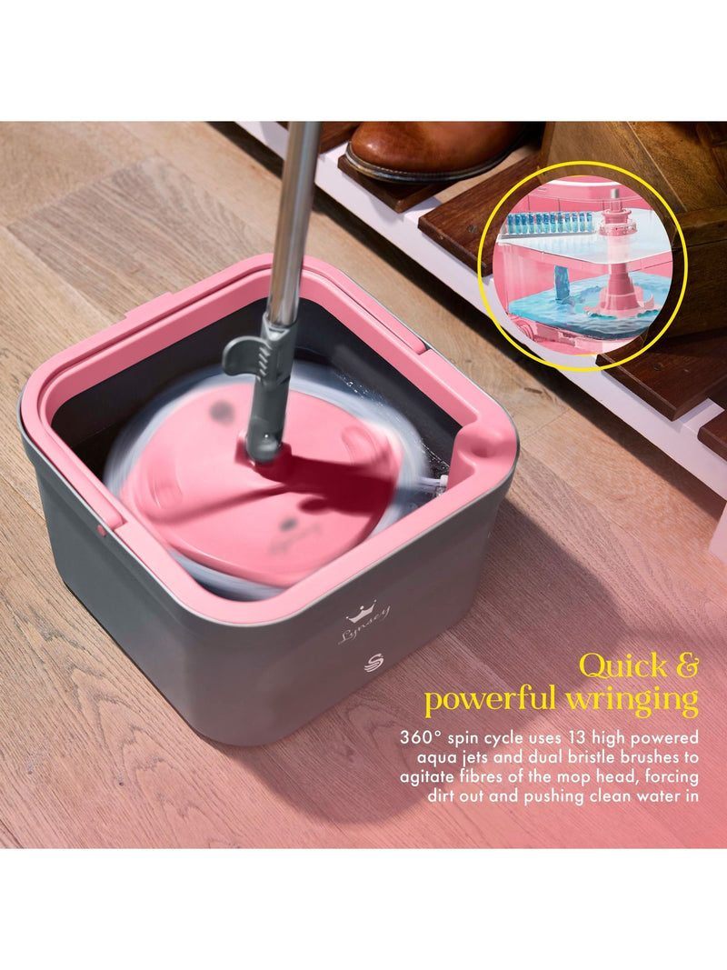 Swan Pink Turbo Spin Mop with bucket, imported from the UK
