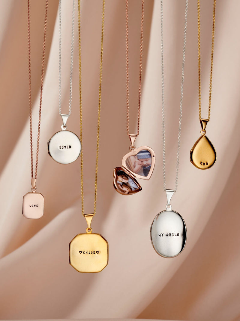 Posh Totty Designs small personalised oval locket necklace (British brand)