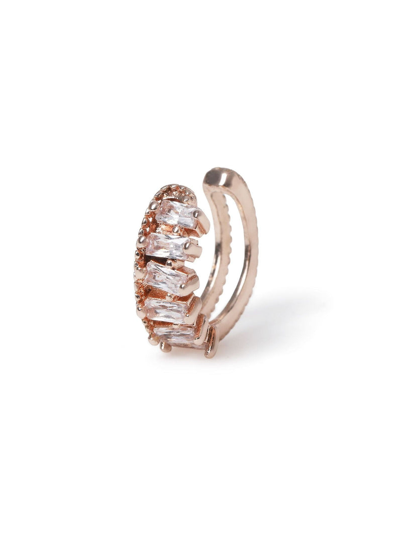 Aela gold tone cubic zirconia baguette stone ear cuff - British product