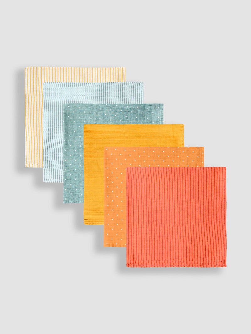 JoJo Maman Bébé patterned muslin cloths 6-pack 60x60cm, UK version