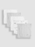 JoJo Maman Bébé grey 5-pack muslin cloths 60x60cm - British product