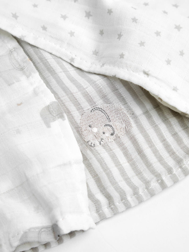 JoJo Maman Bébé grey 5-pack muslin cloths 60x60cm - British product
