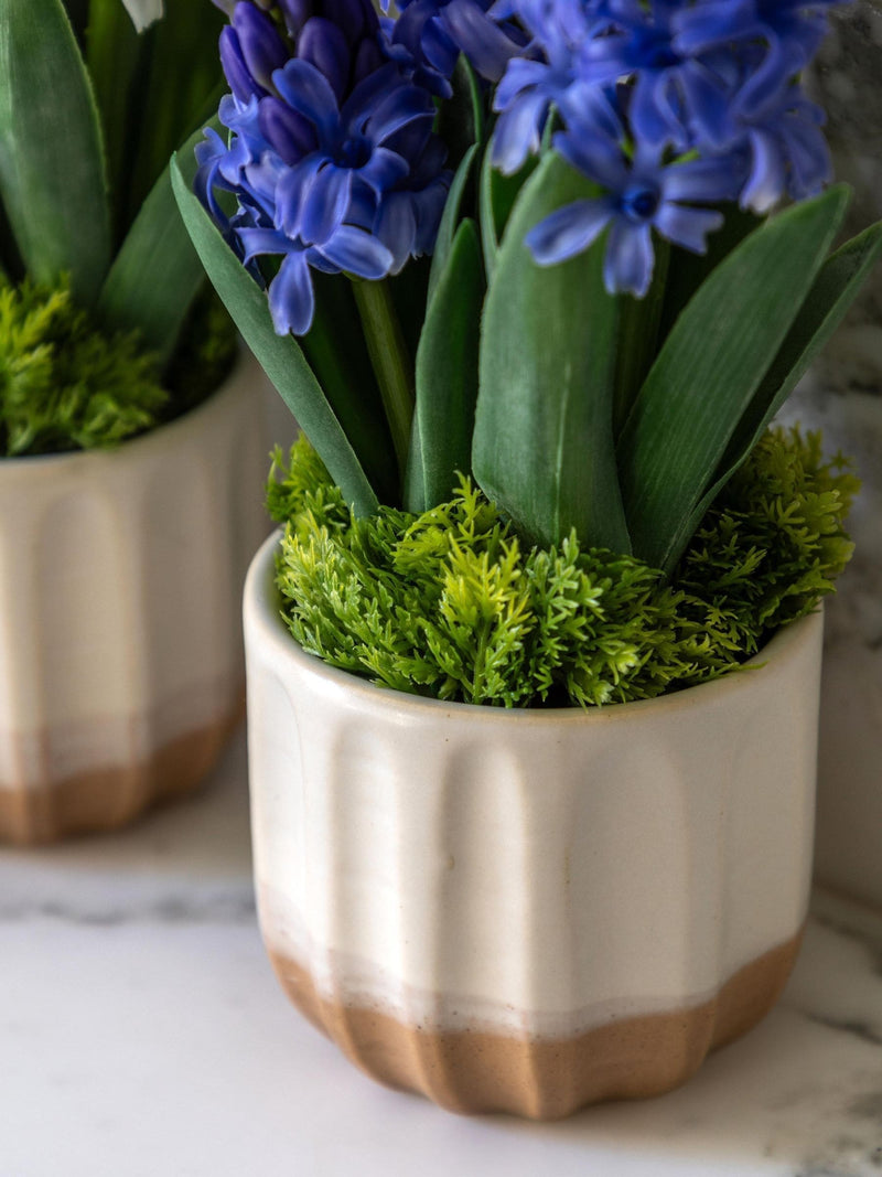 Gallery Home Set of 2 Purple Faux Spring Hydrangea in Ceramic Pots