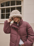 Neutral faux fur bucket hat 100% recycled polyester, UK version