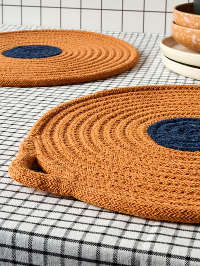Next Curateology Set of 4 Orange Penn Round Placemats 35cm- Buy online at McGrocer