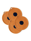 Curateology Orange Penn round placemats set of 4 35cm - Indian craft product
