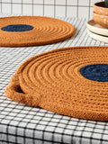 Curateology Orange Penn round placemats set of 4 35cm - Indian craft product