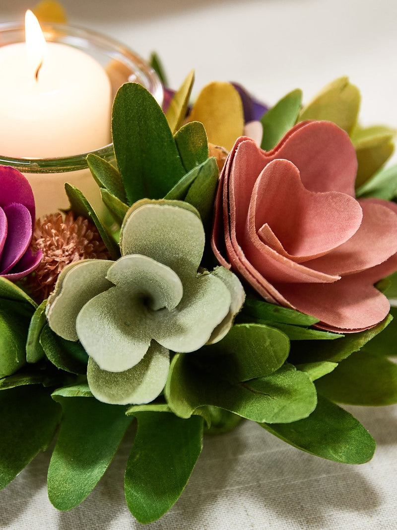 Dibor Green Secret Garden Floral Triple Candle Holder - British product