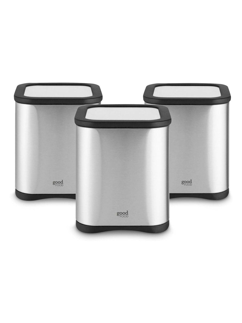 Good Food set of 3 silver storage canisters (British brand)