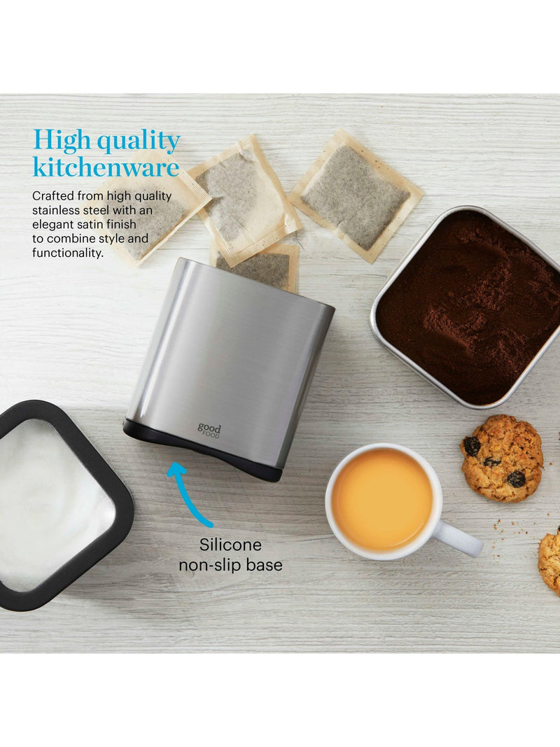 Good Food set of 3 silver storage canisters (British brand)