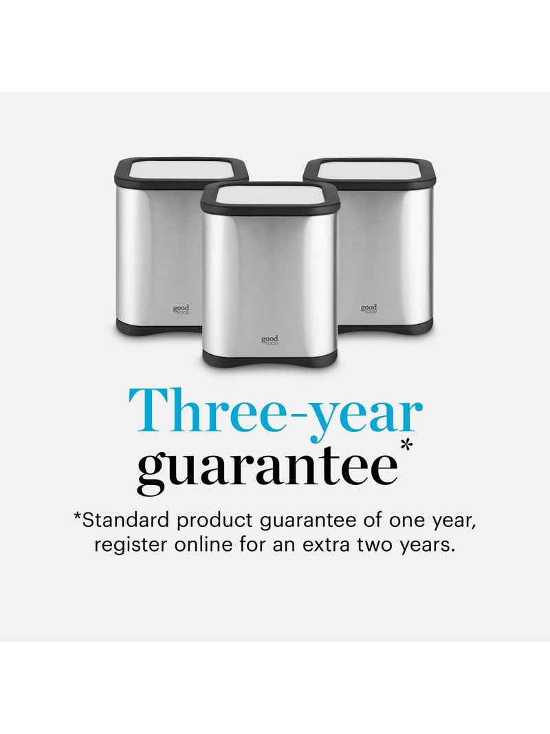 Good Food set of 3 silver storage canisters (British brand)