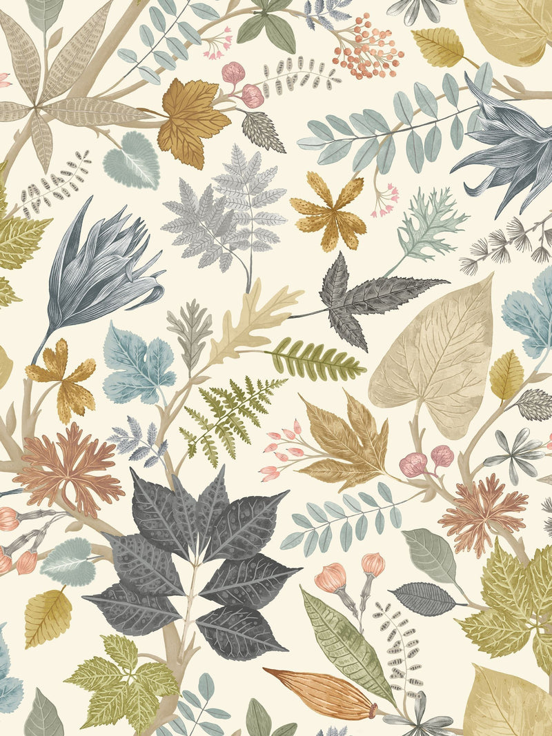 Ohpopsi wallpaper Linen Fossil Lush Leaves Print 10m roll, UK version