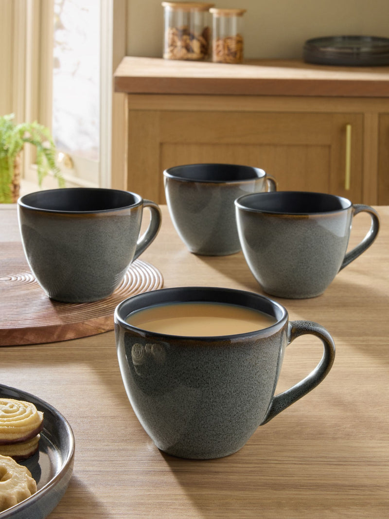Grey Hampton mugs set of 4 reactive glaze stoneware (British brand)
