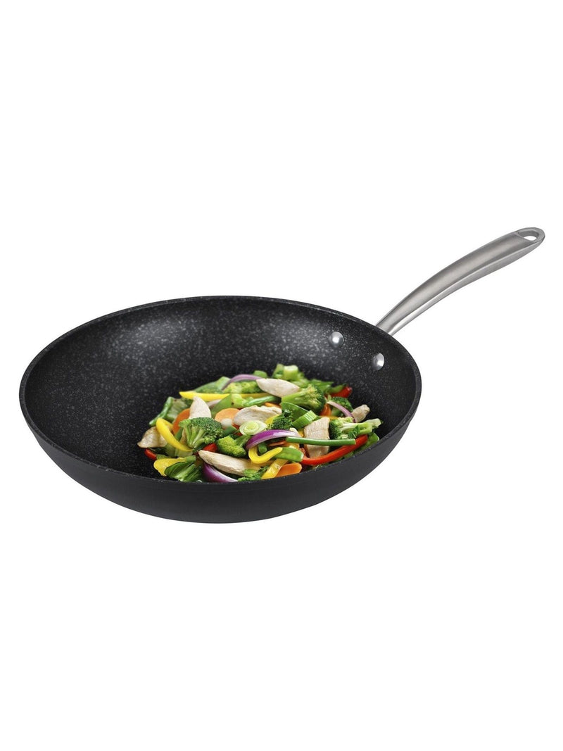 Prestige Black Scratch Guard 29cm stir fry pan, imported from the UK