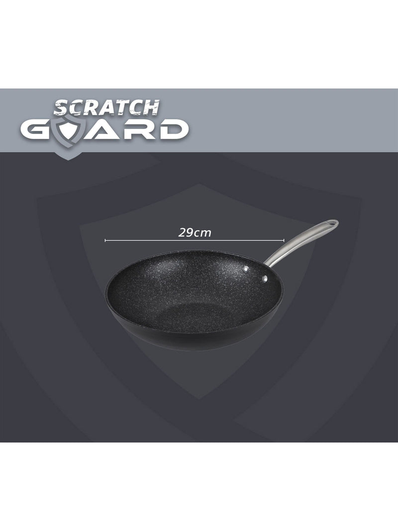 Prestige Black Scratch Guard 29cm stir fry pan, imported from the UK