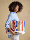 Joules multi striped canvas beach tote bag (British brand)