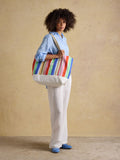 Joules multi striped canvas beach tote bag (British brand)